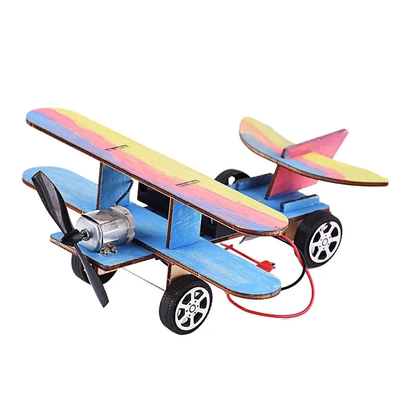 STEM Wooden Electric Biplane Model Kit for Kids Science Project DIY Educational Toys Easy Assembly Montessori Learning Teaching
