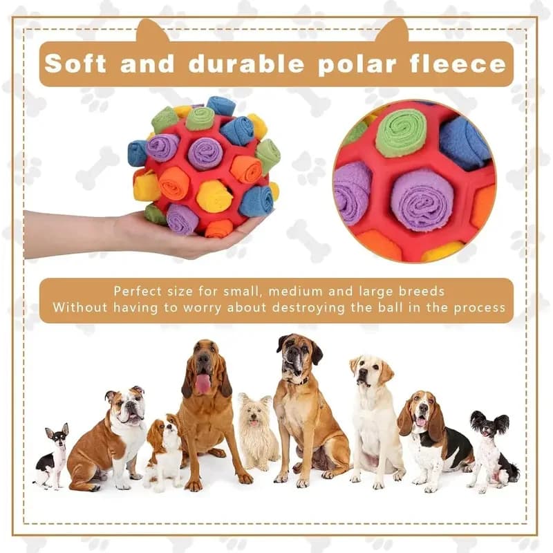Interactive Dog Puzzle Toy for Mental Stimulation Slow Feeder Snuffle Ball Hide Treats Chew Toy Anxiety Relief Durable Rubber
