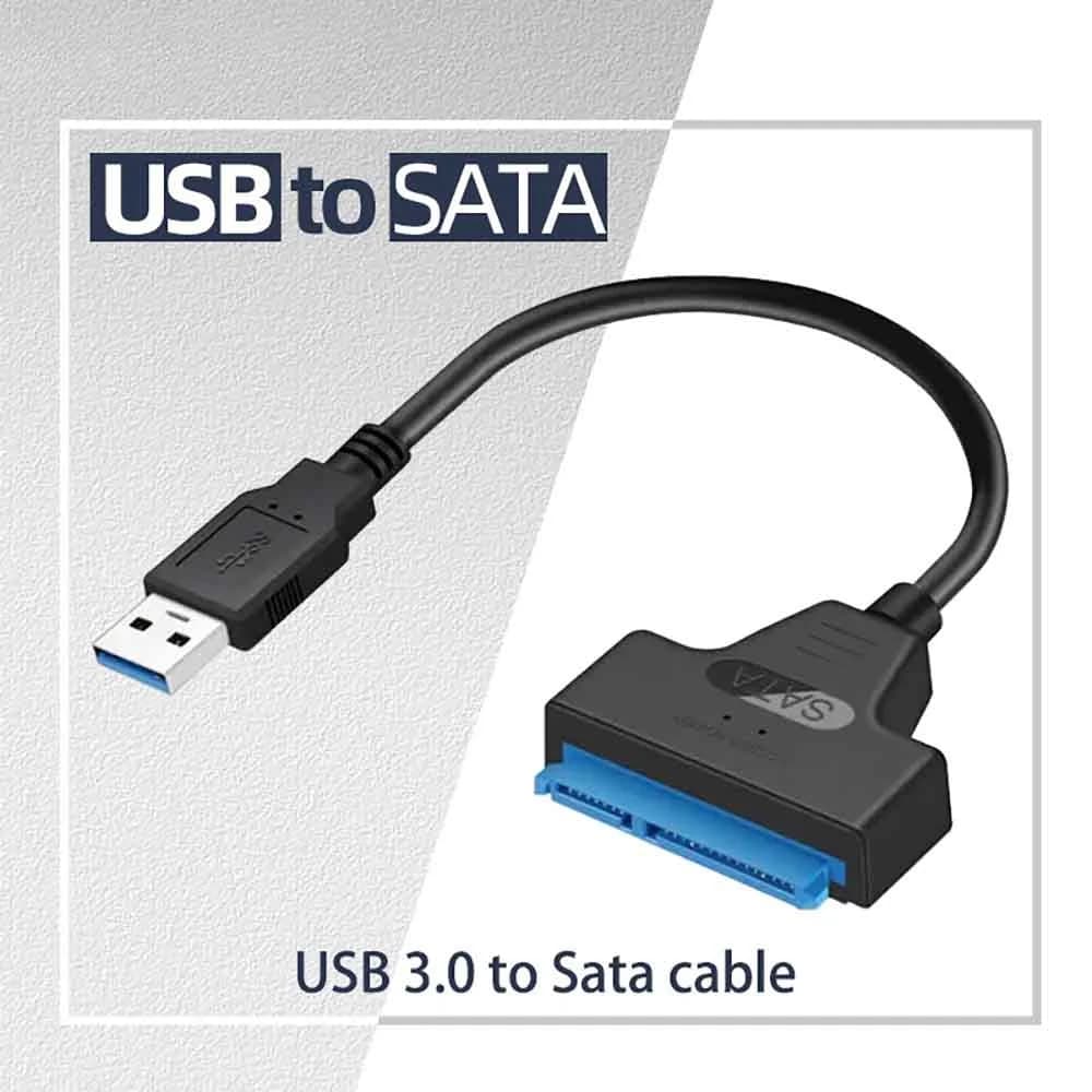 For 2.5 inch Hard Drive HDD/SSD Data Transfer SATA to USB 3.0 Adapter Cable, External Hard Drive Converter Support UASP (Black)