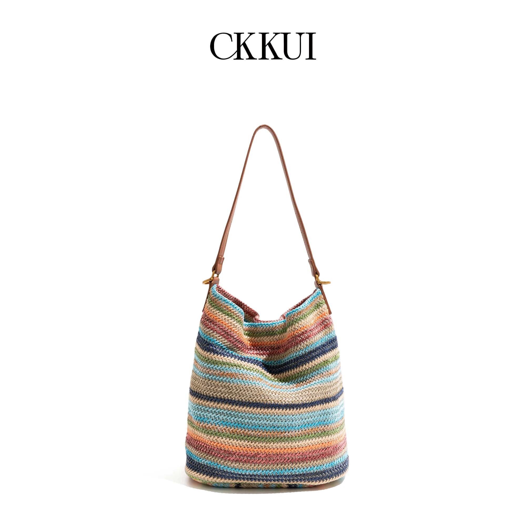 In Stock Colored Striped Tote Bag Leather Top Handle Daily Mobile Phone Wallet Korean Luxury Design Tote Bag Handbag