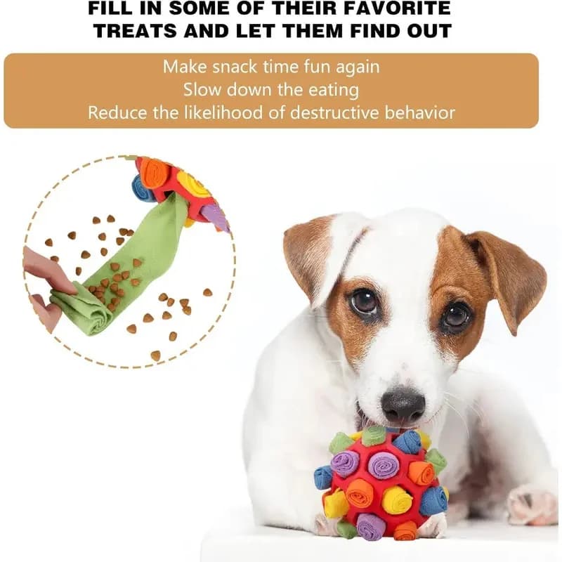 Interactive Dog Puzzle Toy Slow Feeder Sniffing Ball for Hiding Treats Mental Stimulation Chew Toys Anxiety Relief Durable