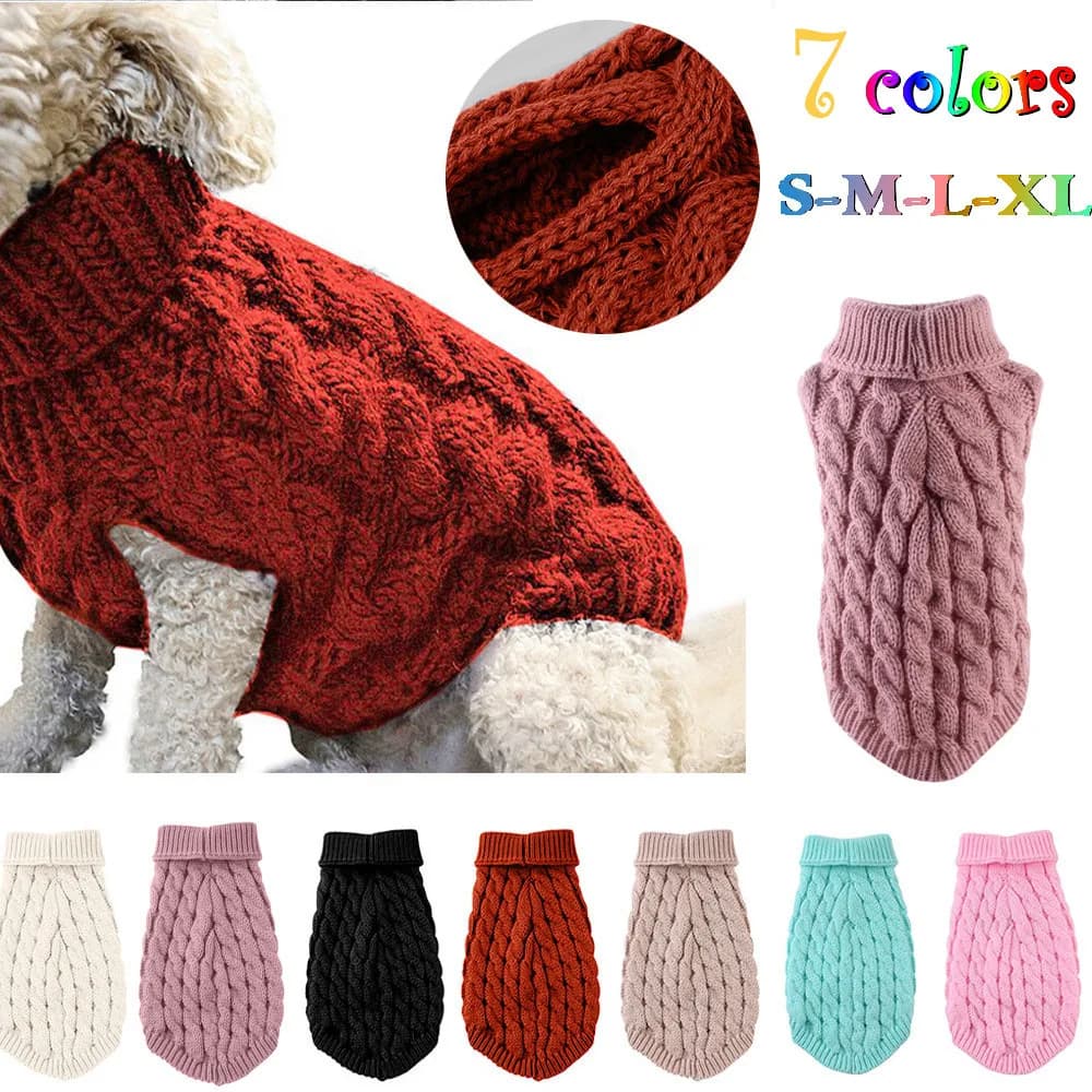 New Pet Small Pet Dog Clothes Sweater Fashion Autumn Winter Solid Fried Dough Twists Knitting Warm Comfort Clothing