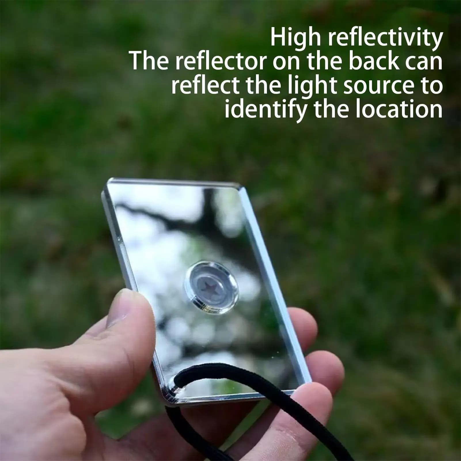 Survival Signal Mirror With Compass & Whistle Reflective Emergency Signaling Gear For Outdoor Survival, Camping Hiking Backpack