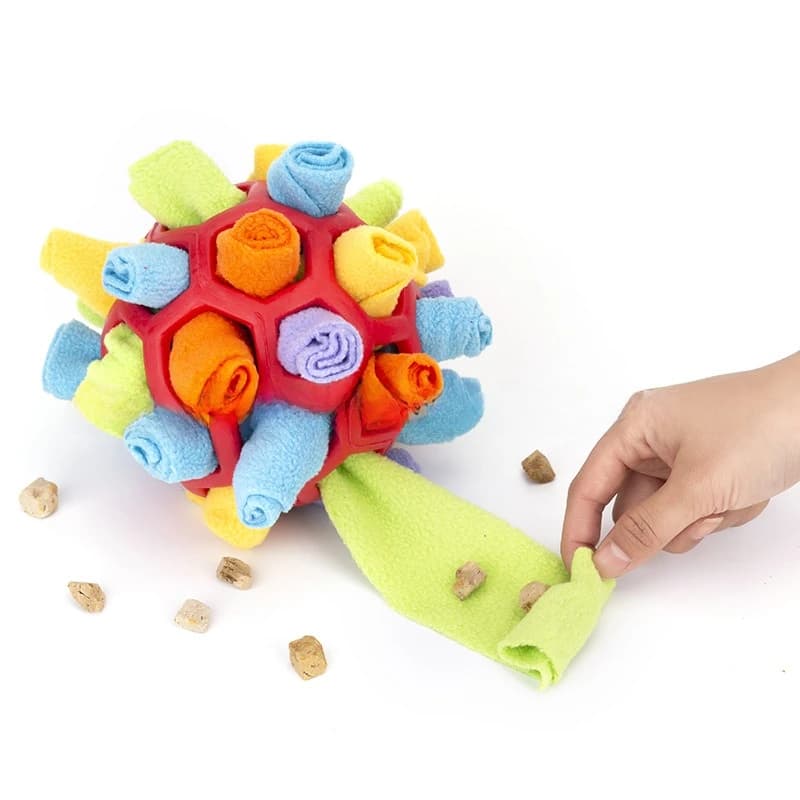 Dog Snuffle Ball Slow Feeder Toy  Interactive Puzzle Chew Toy Cloth Strip Food Hiding for Training Stress Relief (Any Size Dogs)