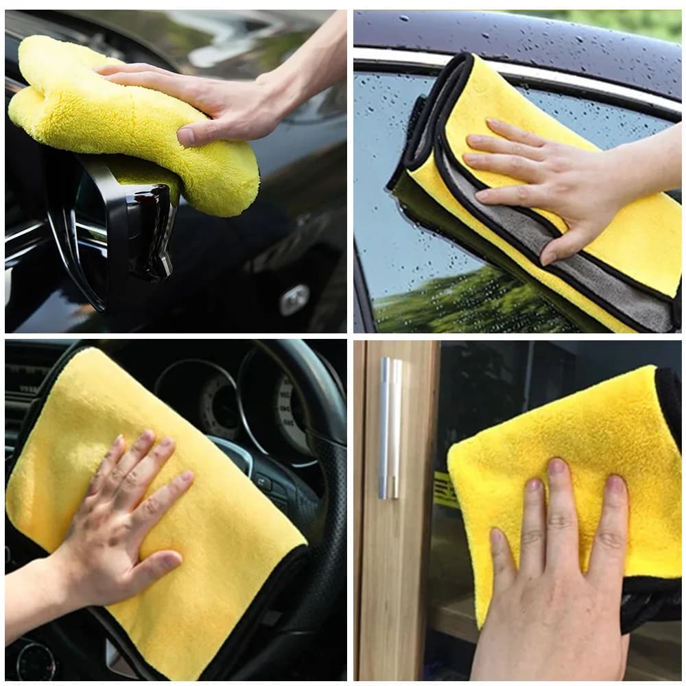1/3/5Pcs Car Microfiber Cleaning Towels Thicken Double Layer Soft Drying Cloth Towel Car Care Detailing Towel Wash Rags 30/60cm