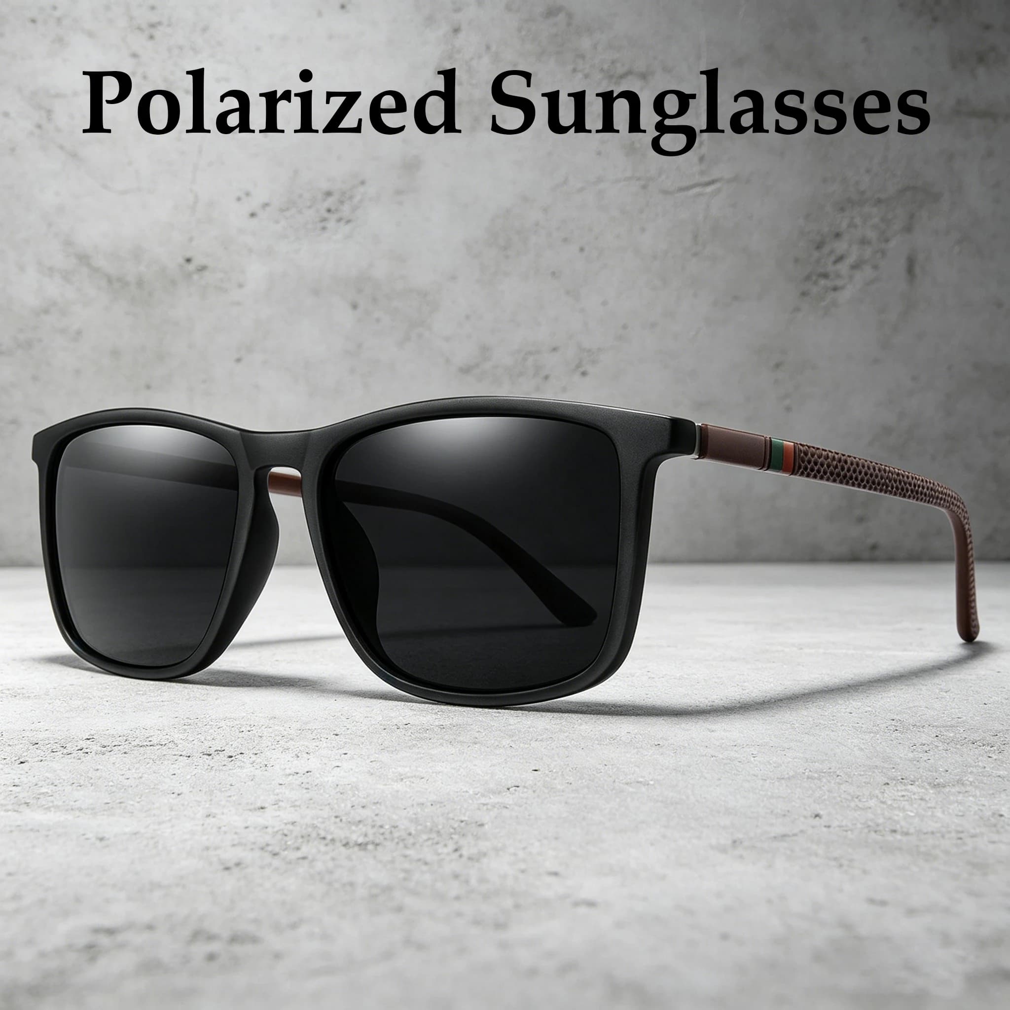Men's Classic Polarized Sunglasses Square Frame Thin Legs Lightweight Glasses for Fishing Driving Running Hiking Unisex UV400
