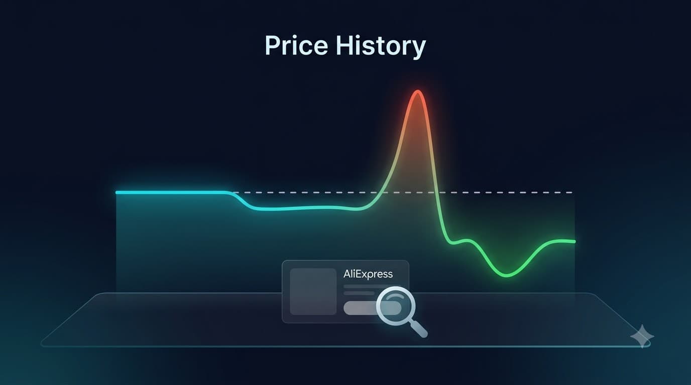 AliExpress price history chart showing a product's price over 90 days