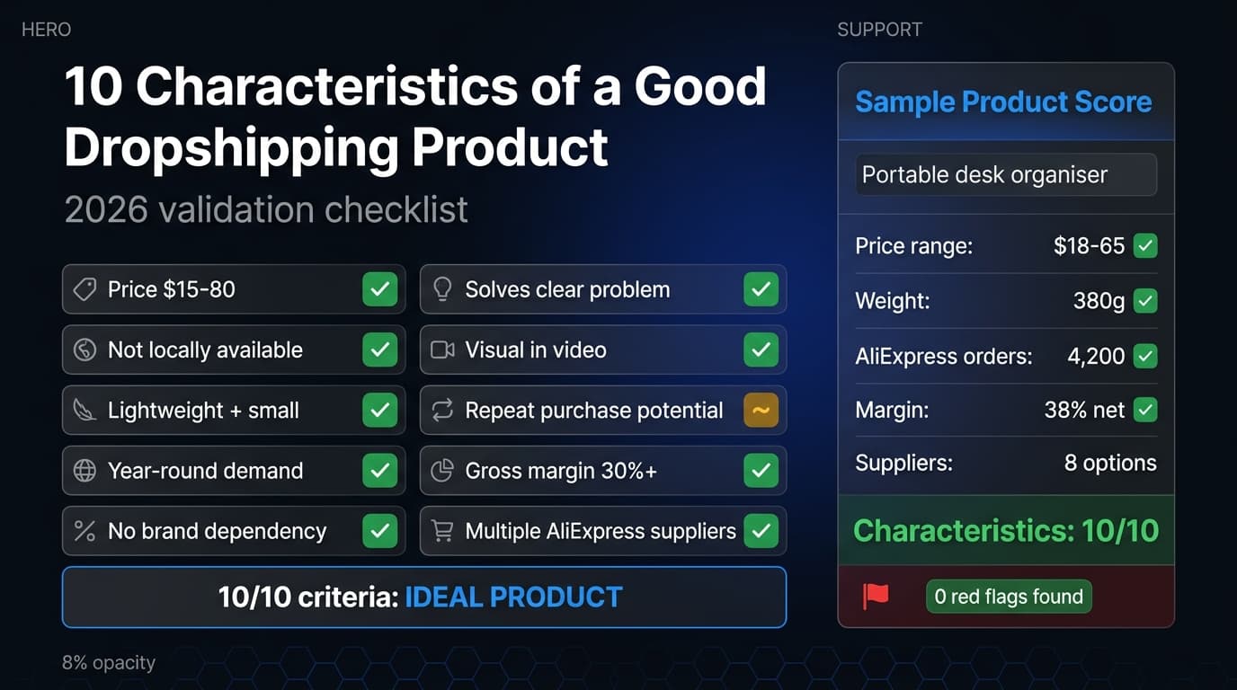 10 characteristics of a good dropshipping product — visual checklist