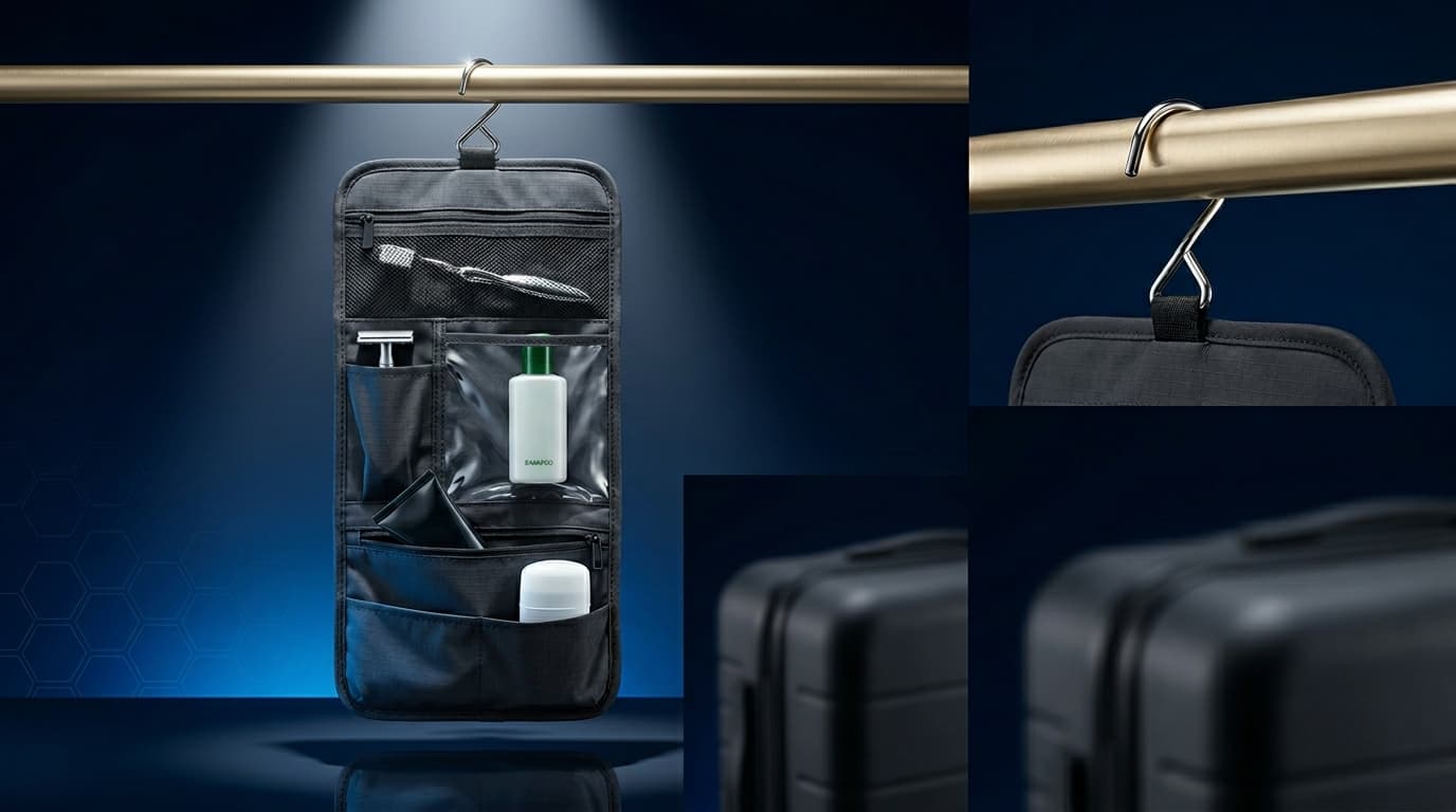 Compact travel toiletry organizer hanging multi-pocket — summer travel season winner June 2026