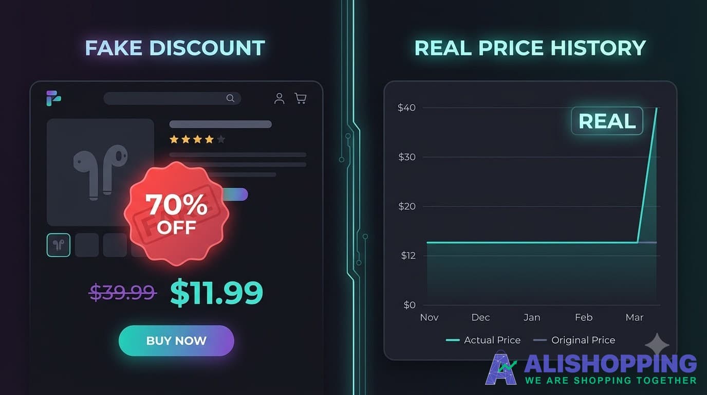 Fake discount vs real price history — what AliExpress shows vs what Product Tracker reveals