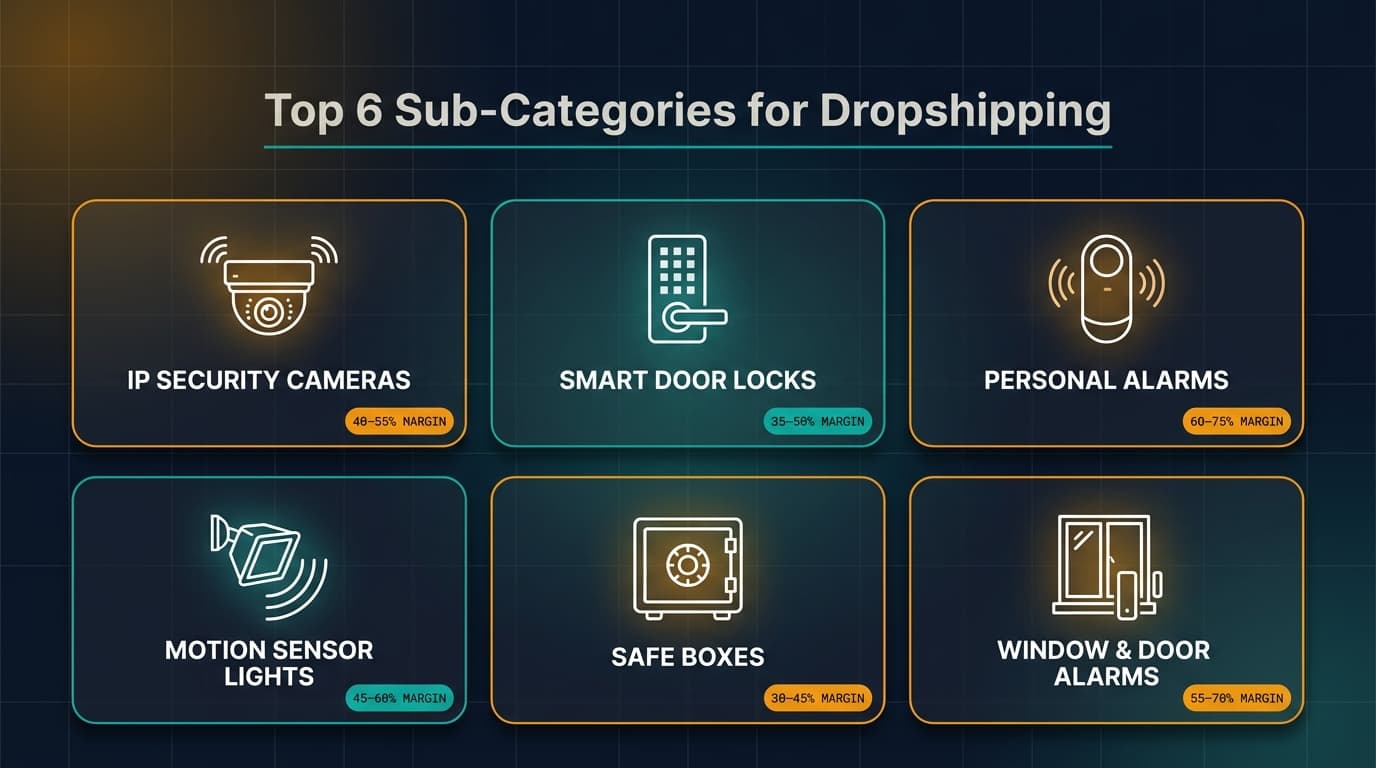 Top 6 security & protection sub-categories for dropshipping on AliExpress 2026