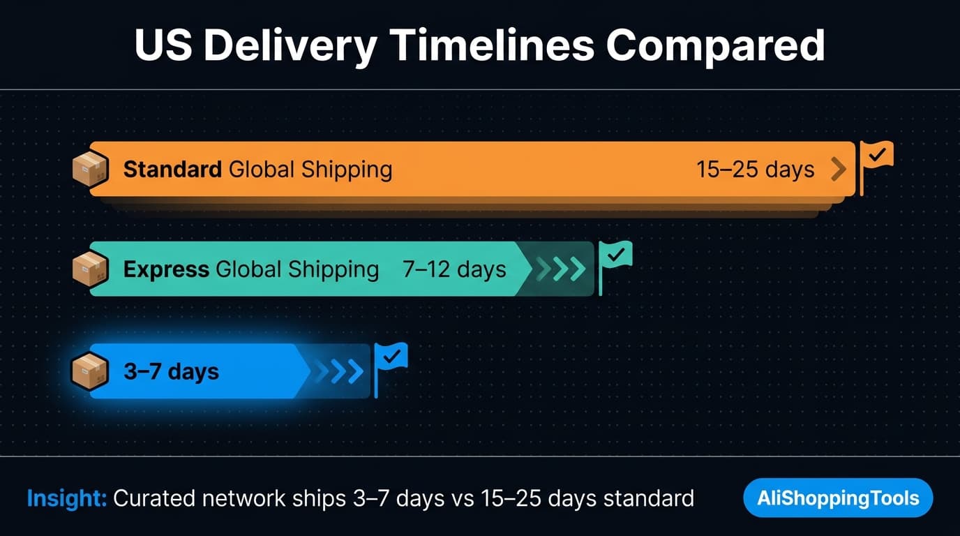 US delivery timelines compared between AliExpress and Zendrop shipping options