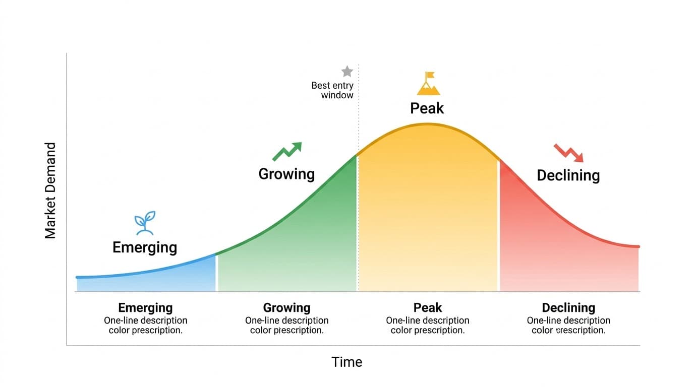 Trend classification — Emerging, Growing, Peak, Declining