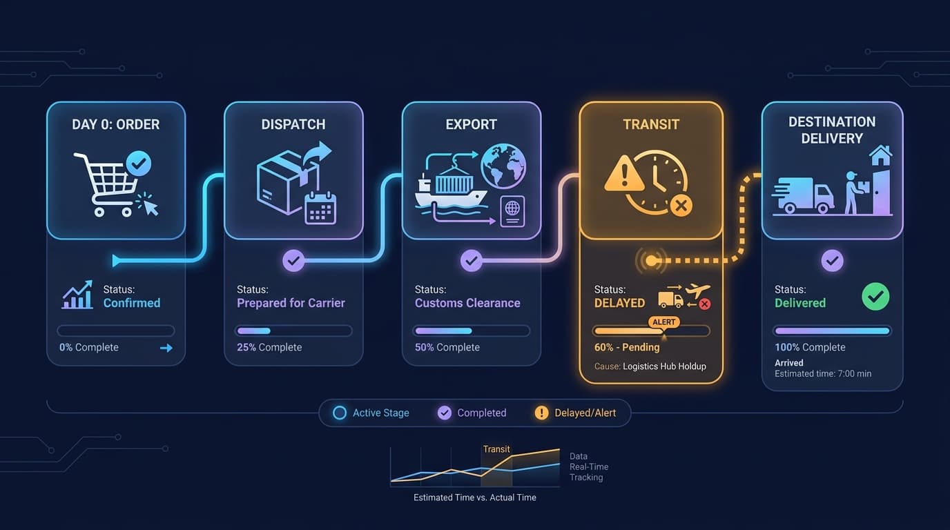 AliExpress delivery time flow — from order placement to delivery