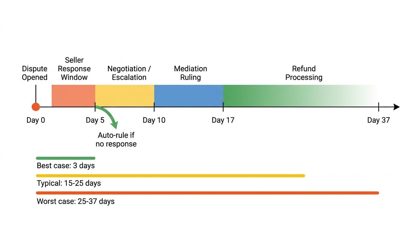 AliExpress dispute timeline — from opening to refund received