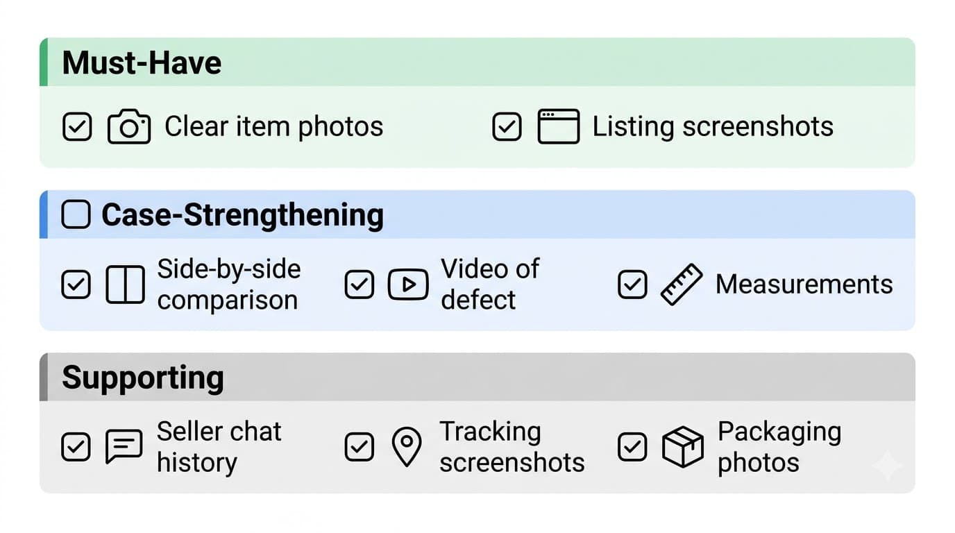 Evidence checklist for winning an AliExpress dispute
