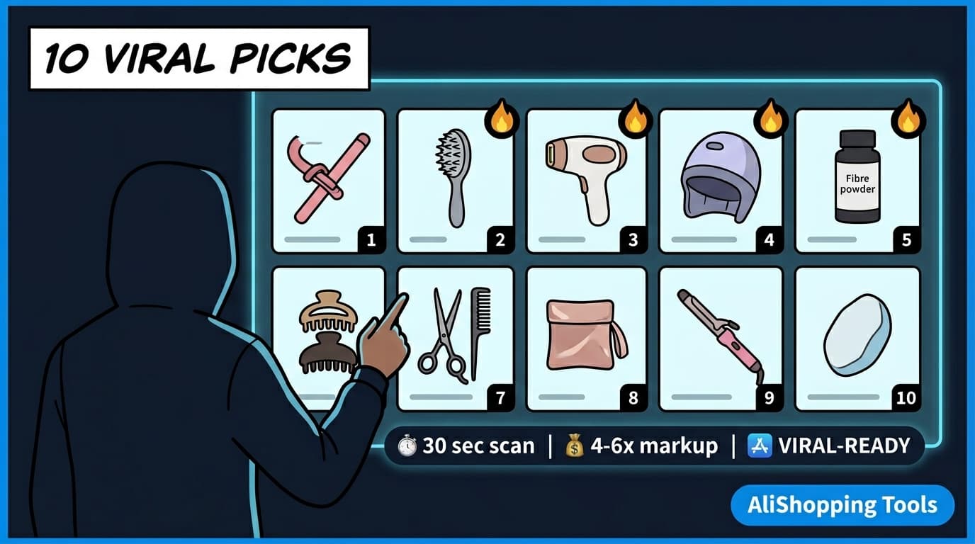 10 viral hair tools for TikTok dropshipping in 2026 — product lineup scored with AliShopping Tools AI Winning Score
