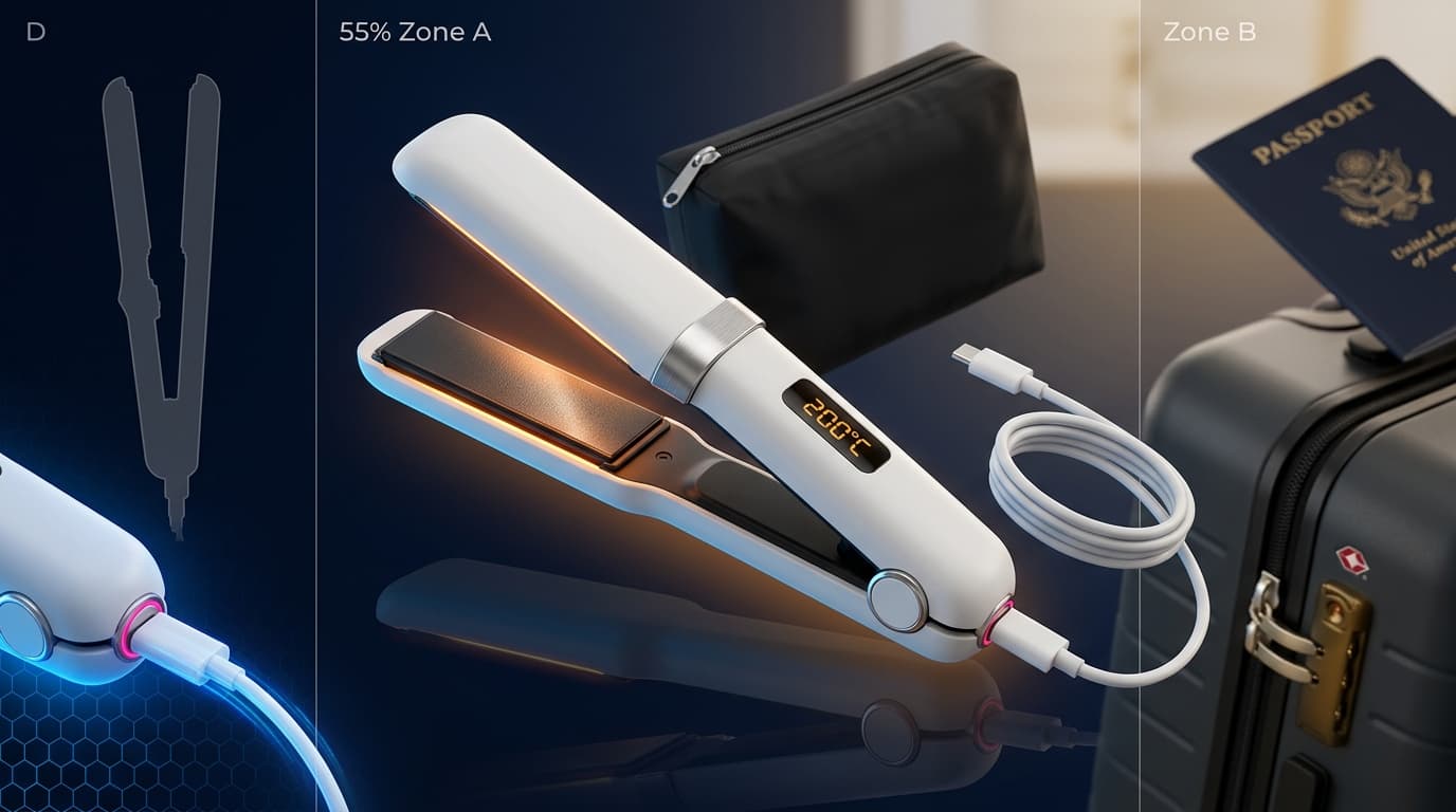 Portable mini flat iron travel-size USB-C — TikTok summer travel hair tool June 2026