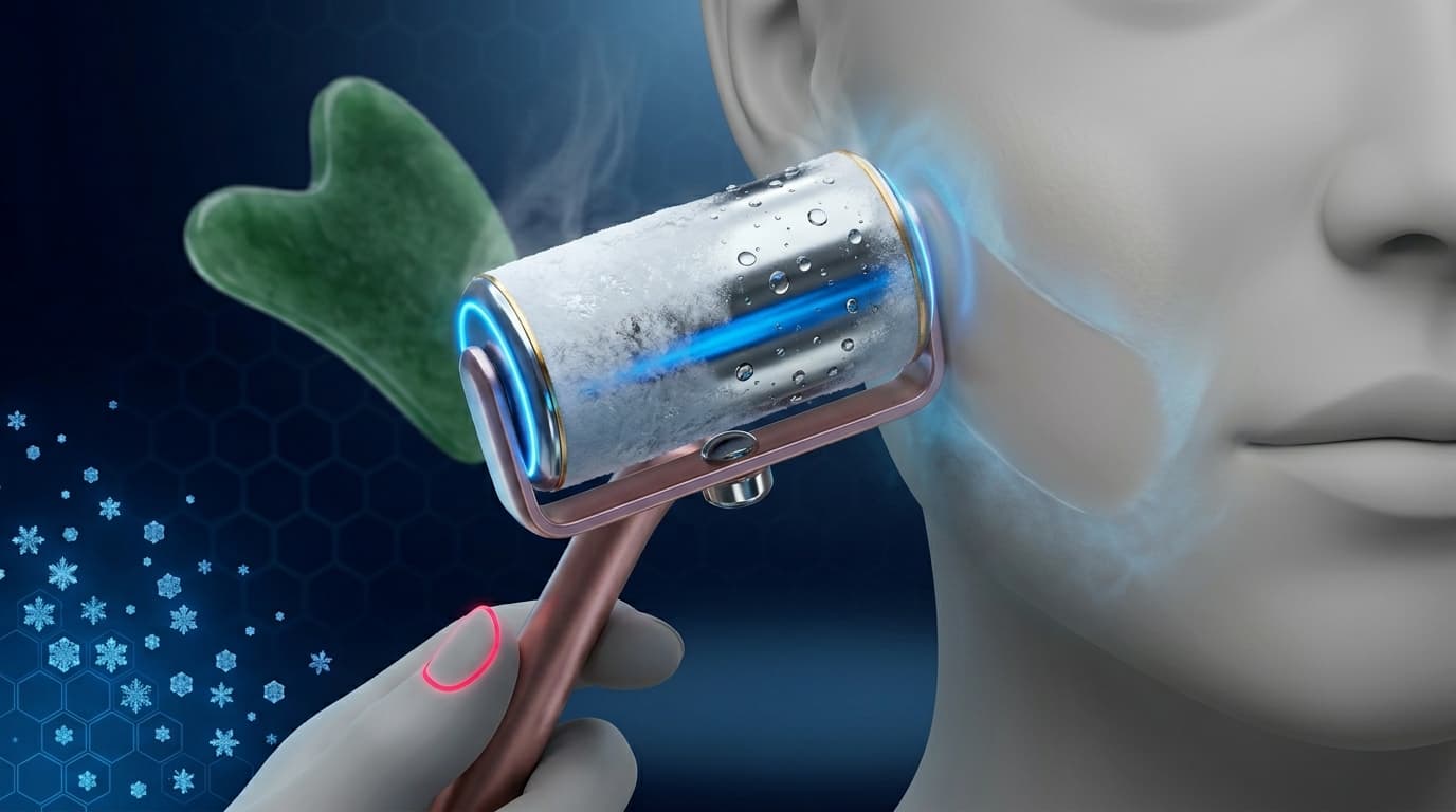 Stainless steel ice roller face roller — TikTok skincare wellness trend June 2026