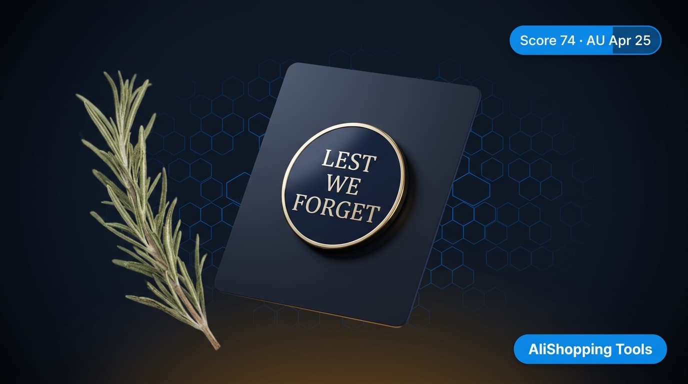 ANZAC Day commemorative engraved pin with rosemary sprig — Australia dropshipping April narrow window