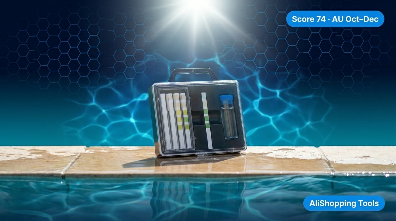 Pool water-test kit on pool tile edge — AU pool maintenance winning product October–December