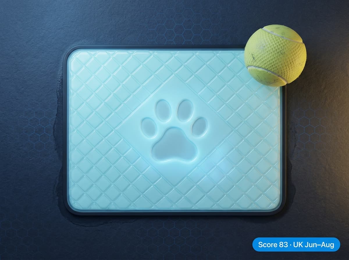 Pet cooling mat for UK summer heatwaves with rubber fetch ball mid-ground — AliShopping Tools