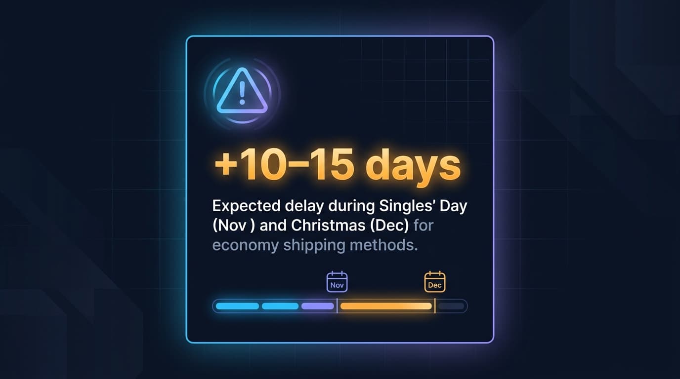 AliExpress delivery time calculator — extended view with all shipping options