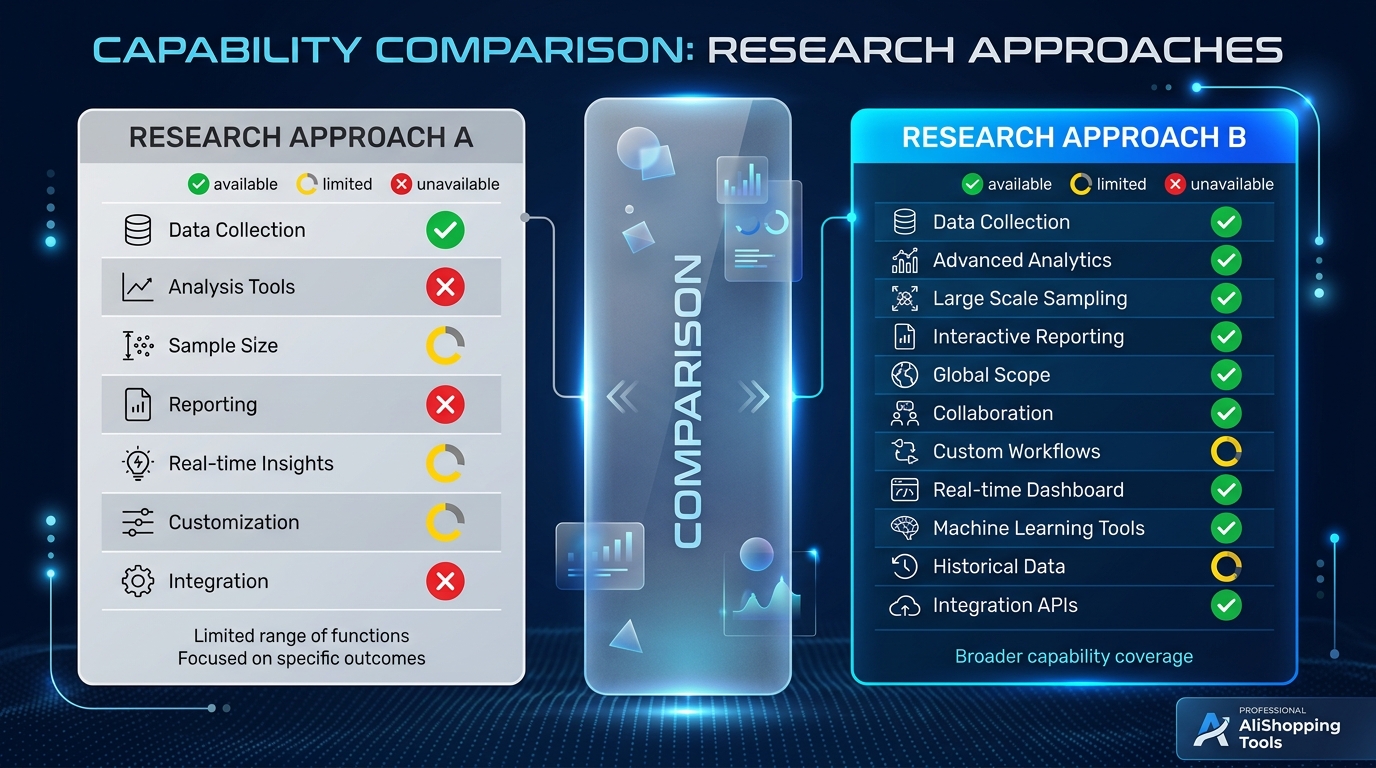 AliHunter vs AliShopping Tools 2026 — capability comparison research approach A vs B