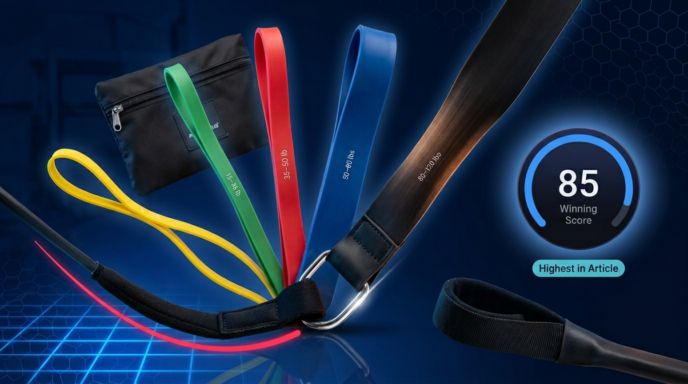 Resistance bands set 5-tier door-anchor — TikTok fitness winning score 85 June 2026