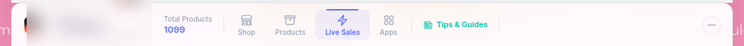 Live sales tracking tab showing real-time order feed and sales timeline